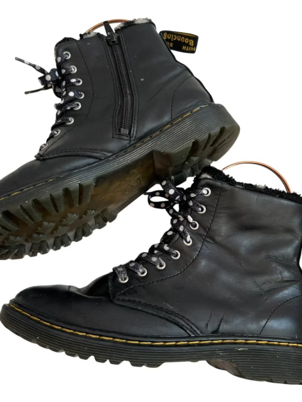 Dr Martens boots Youth 1460 Serena Faux Fur Lined Leather Lace Up black size 5